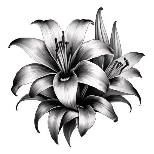 3 Tiger Lily Flowers Going Down