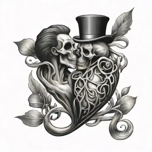 Skul Kissing Inside Heart Symbolizing Love