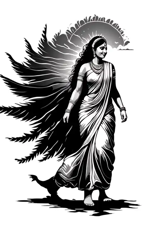 India Walking Toward Sunset