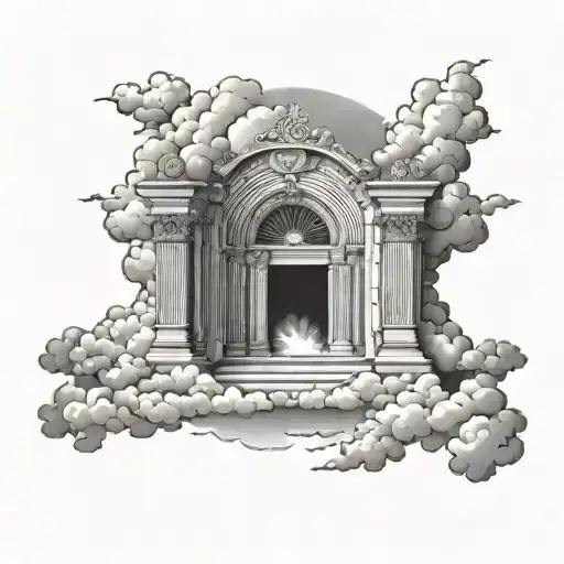 Gates Of Heaven With Clouds And Sunrays