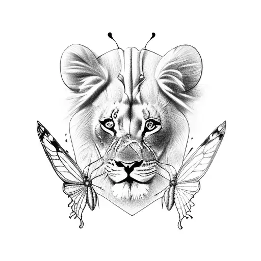Butterfly And Baby Lion