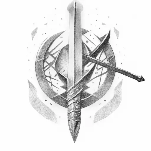 A Grete War Sword In Front Of Real Heart