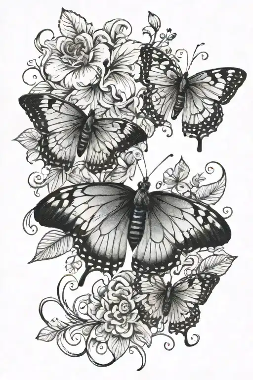 Fine Line Vine Butterlfy