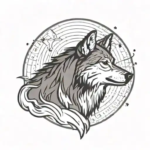 Wolf Howling Outline Minimalist