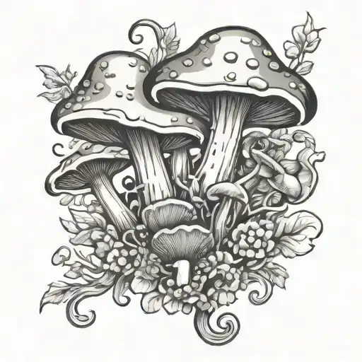 Scottish Cost Of Arms With Mushrooms Growing