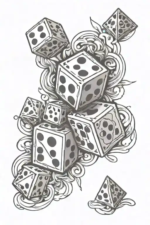 Dice Symbol For Quitting Gambling With Geo Symetric Tattoo In Black