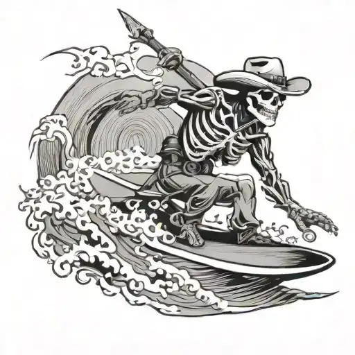 Cowboy Skeleton Surfing