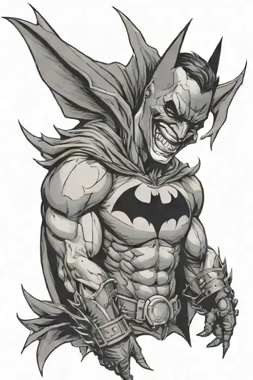 Batman With Joker Smile With Ha Ha Ha Around It