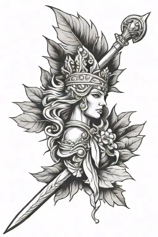 Athena's Spear Going Through Leaf Crown