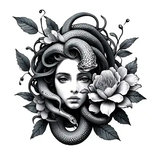 Medusa Snake And Flower