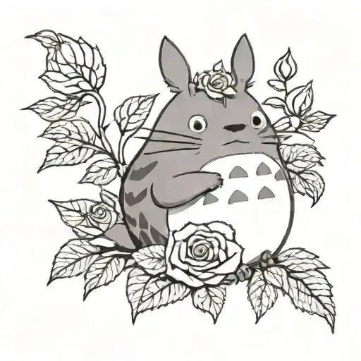 Totoro Holding A Rose