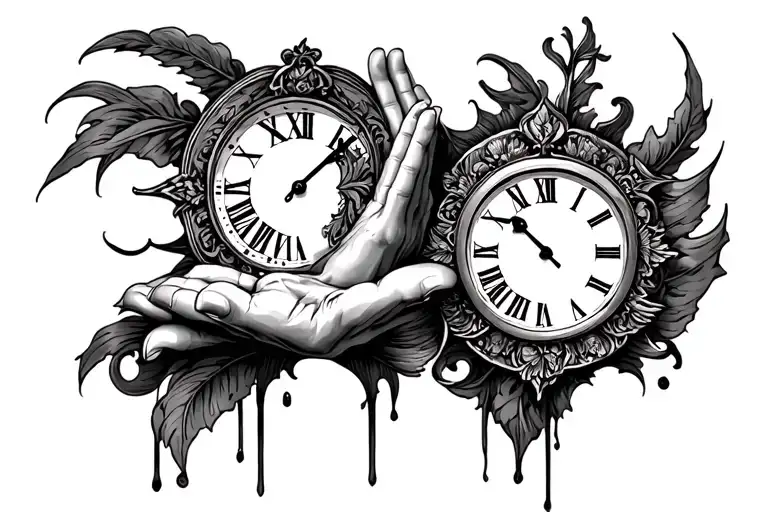 Roman Numeral Clock With Praying Hands Holding