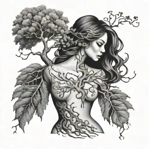 Feminine Woman In Shape Of Tree