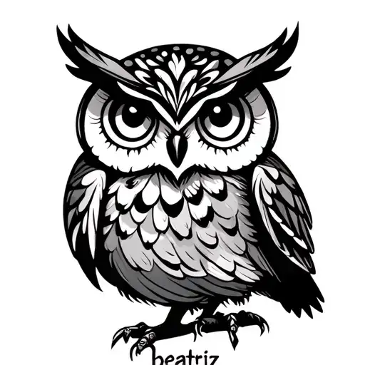 Owl Minimalist With Name Beatriz Written Inside