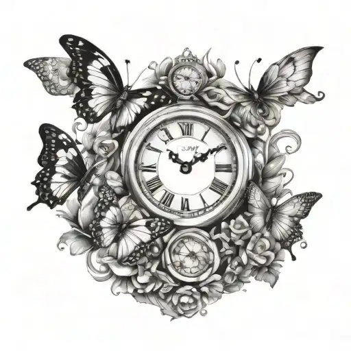 Butterflies Time Clock Face