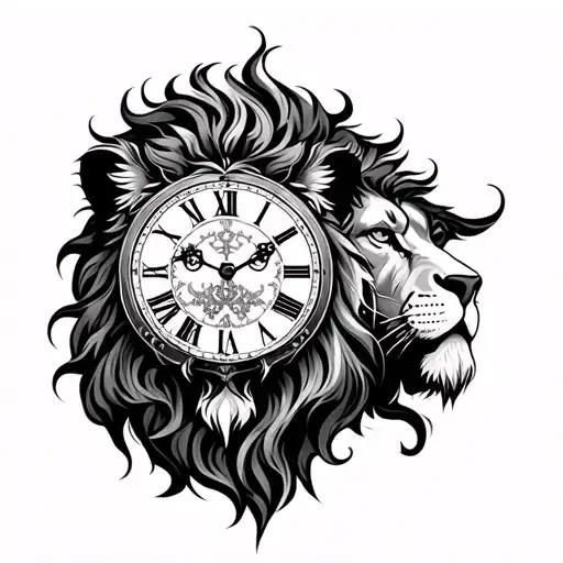 Vesarce Lion And Clock Face