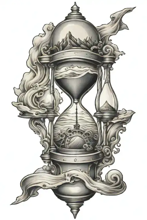 Steampunk Hourglass With The Sand Creating Mountains