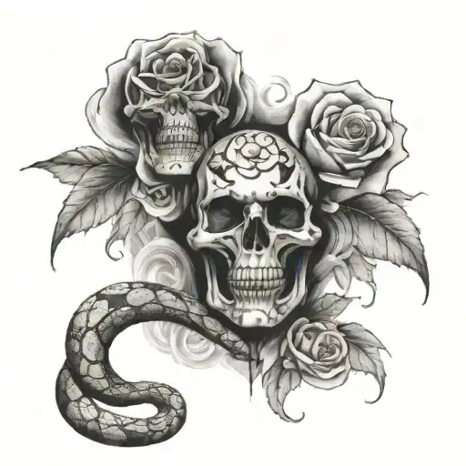 Laugh Now Cry Later Smoke Fillled Chest With Roses And Snake