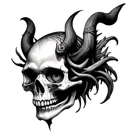 Eye Wood Skull And Demon