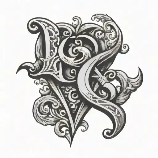 R And S Letters Made In The Shape Of Love Heart Couple Tattoo 1 Person With R One With S