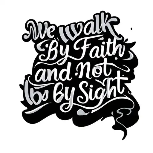 Generate A Colourful Leg Tattoo Writing Design Which Says We Walk By Faith And Not By Sight
