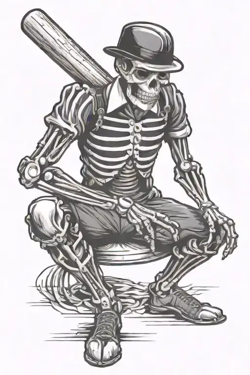 Skeleton Cricket Umpire Giving Someone Out
