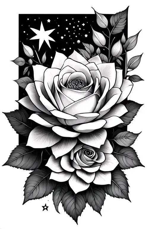 Roses Lotus Flowers Leaves Stars