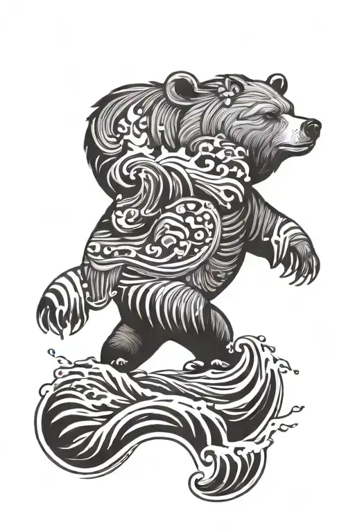 Hawaii Inspired Design Featuring Waves And A Bear