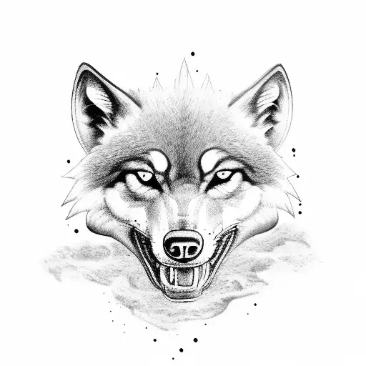 Sinister Wolf Arm Sleeve Tattoo With Trees