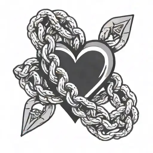 Simple Chain Heart Outline In Marine Or Anchor Chain Link