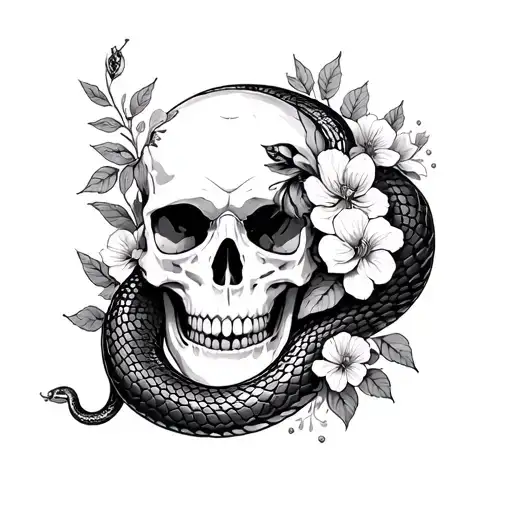 Snake Sleeve Flowers Snake In Skull Surrounded