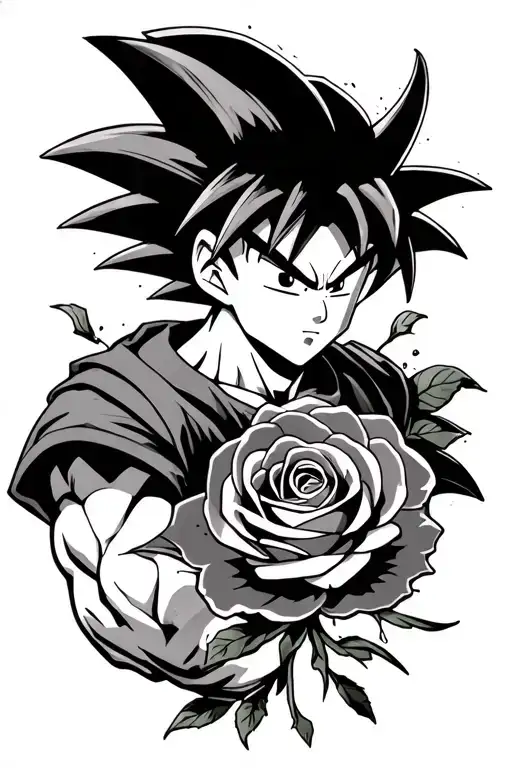 Goku With A Made Rose