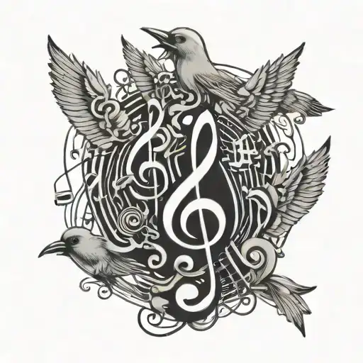 Music Notes Turning Into A Birds