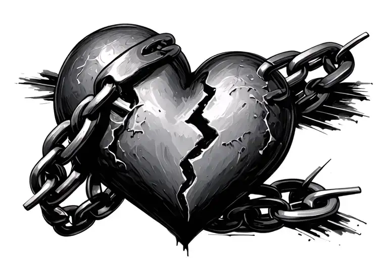 Broken Heart With Chain
