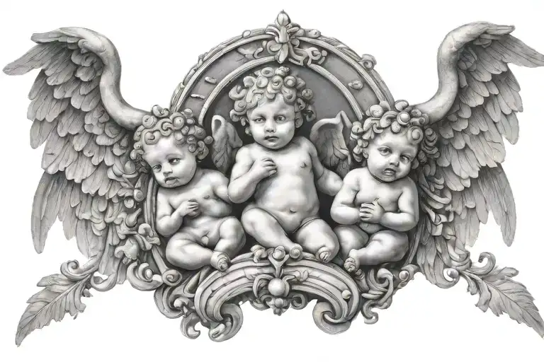 3 Cherubs In Heaven Gates