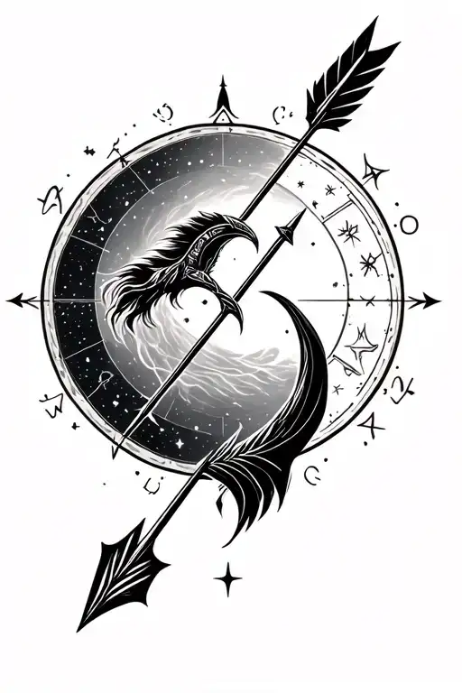 Sagittarius Arrow With Astrology Backdrop