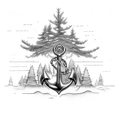 Anchor Embedded In Douglas Fir Tree