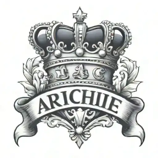 Archie Name With Crown Over The Letter A