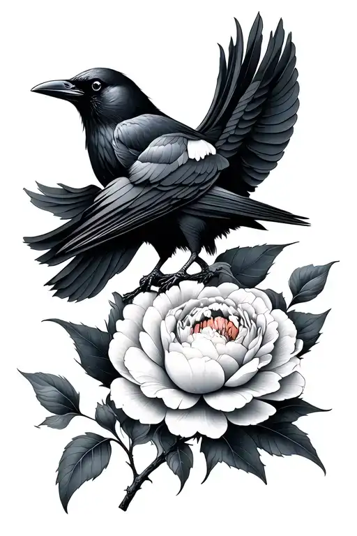 Crow Peony Intertwined