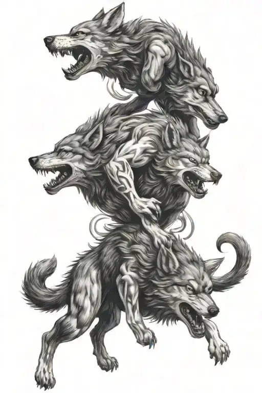 Evil Wolves Fighting Demons