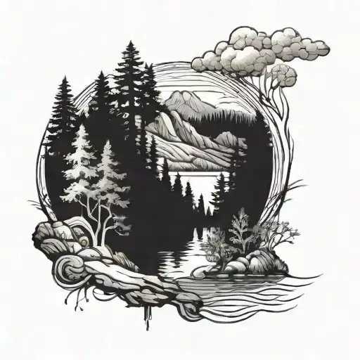 Hills With A Lake In The Forest Landscape