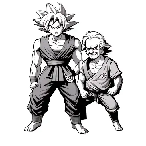 Goku With His Grandfather When He Was Little For Forearm