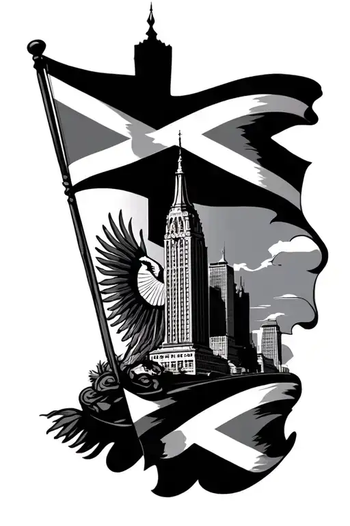 Dominican Flags With New York City