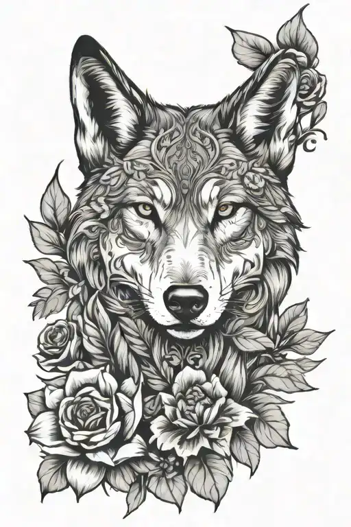 Wolf And Flowers Wrapping