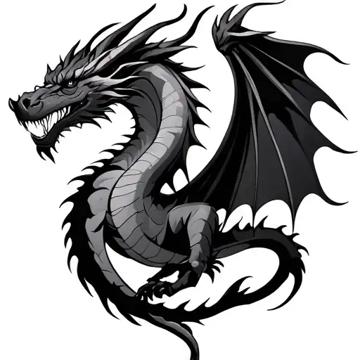 Dragon With Neotribal And Blackout Tattoo For Full Back