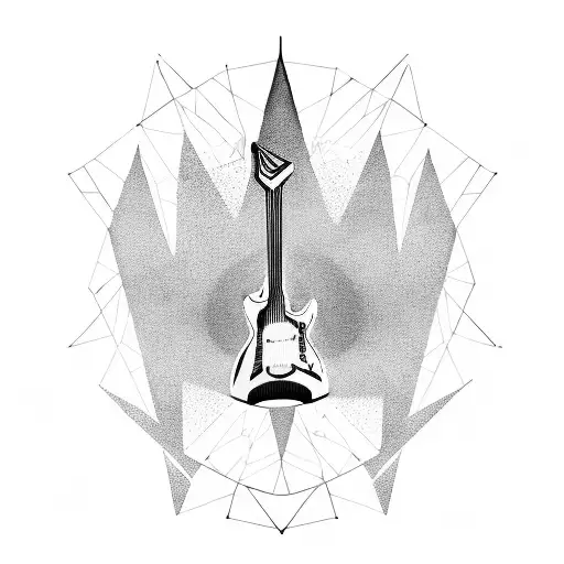 Geometric Guitar And Paint Brush