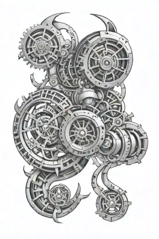 Biomechanical Tattoo Black And White Drawing