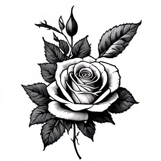 Family And Rose Tattoo Design