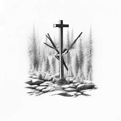 Cross In A Forest Grove