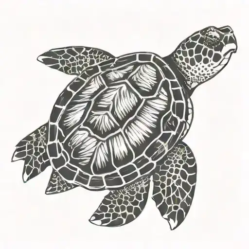 Sea Turtle With The Shape Of Grand Cayman Island In The Shell Pattern